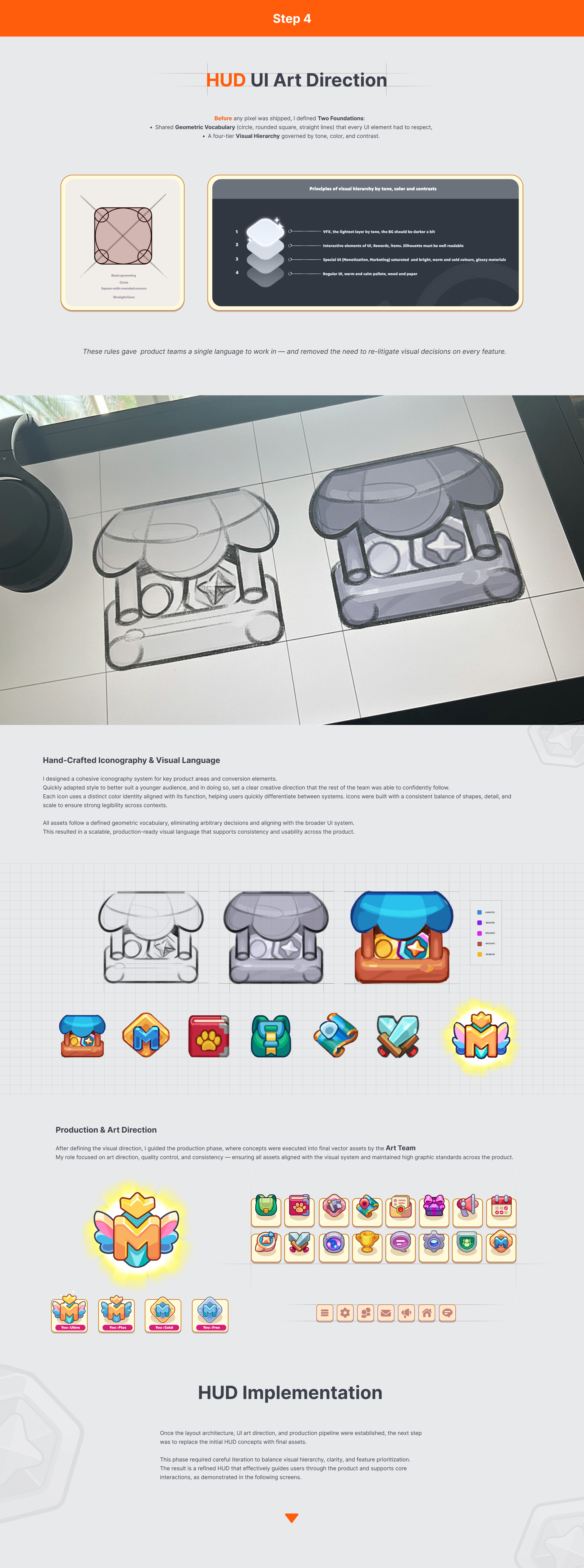 Case study page 5 — Step 4: HUD UI Art Direction